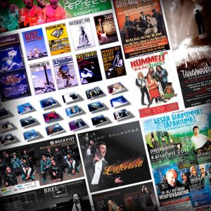 Levynkannet, julisteet, bändilogot jne.