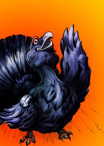 Metso laulaa, julistekuvitus, tussit ja Photoshop