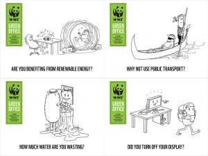 Hand drawn illustration. Made for the WWF Green Office initiative.