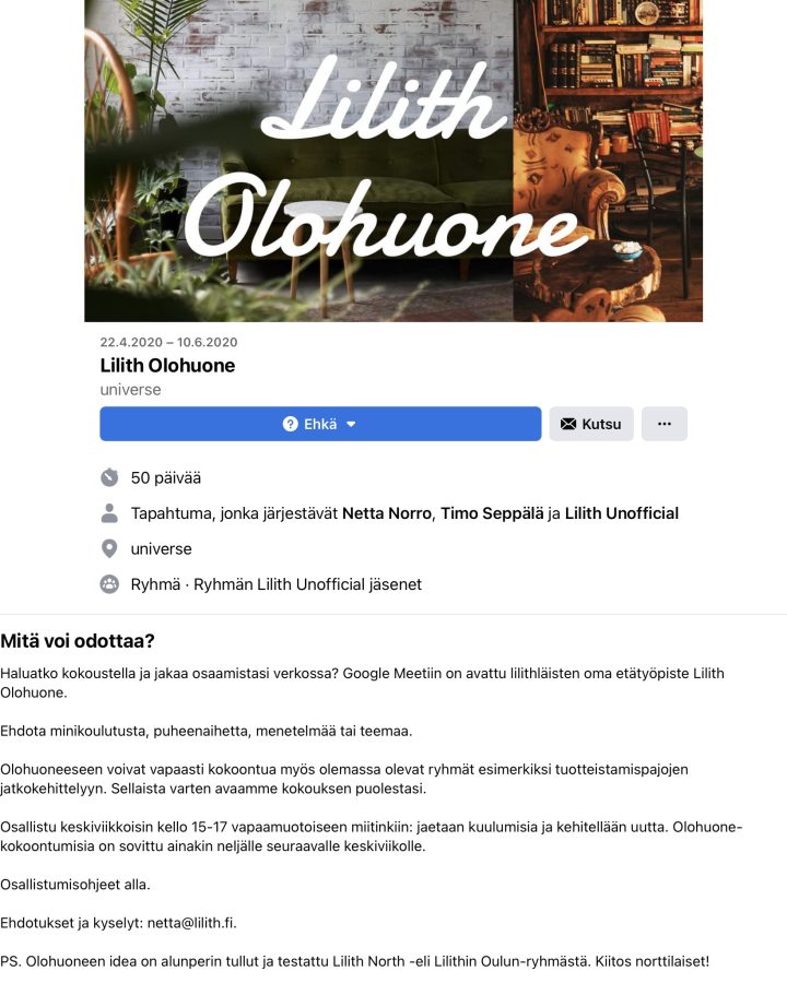 Lilith Olohuone -mainos